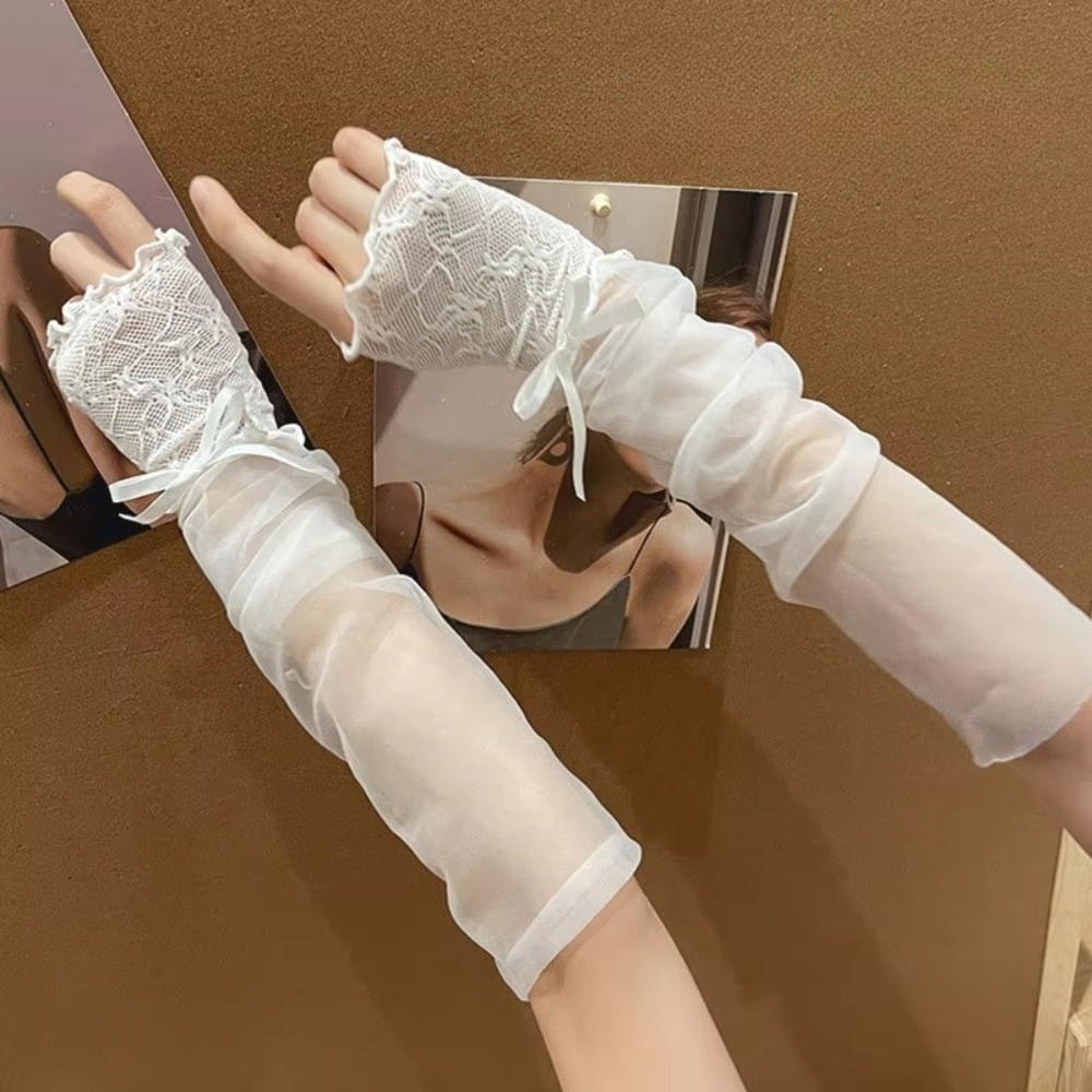 Y2K Lace Ruffle Mesh Gloves Sh - đánh giá và giá Fingerless Glove Knit
