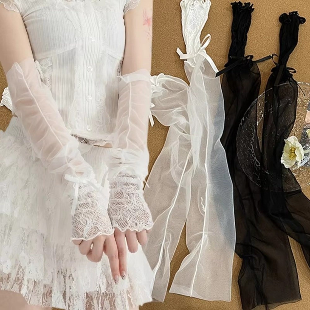 Harajuku Lace Ruffle Mesh Glov - đánh giá và giá Fingerless Glove Knit