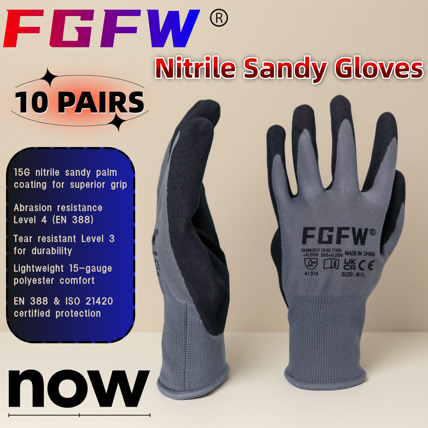 FGFW 10 Pairs Gray Nitrile San - đánh giá và giá Nitrile Mechanic Glove