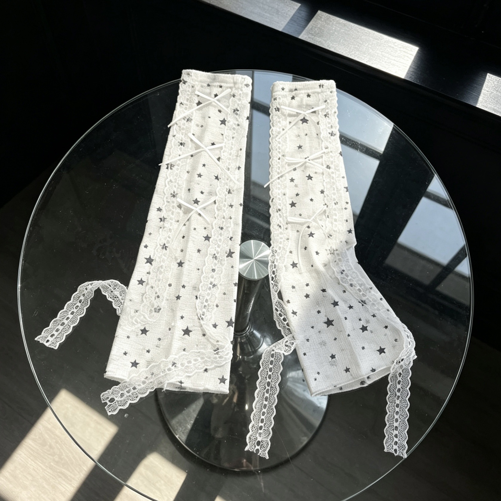 Kawaii Star Print Lace Arm Sle - đánh giá và giá Fingerless Glove Knit